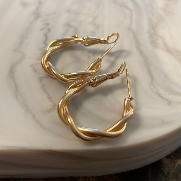 Gold Twist Hoops - Picture 6 of 9